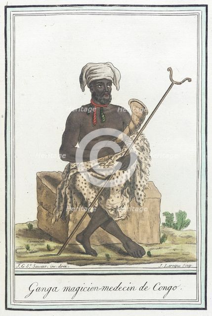Costumes de Différents Pays, 'Ganga Magicien-Medecin de Congo', c1797. Creator: Jacques Grasset de Saint-Sauveur.