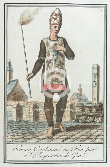 Costumes de Différents Pays, 'Homme Condamné au Feu par l'Inquisition de Goa', c1797. Creators: Jacques Grasset de Saint-Sauveur, LF Labrousse.