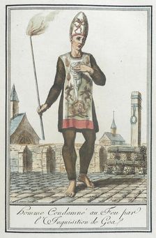 Costumes de Différents Pays, Homme Condamné au Feu par l'Inquisition de Goa c1797. Creators: Jacques Grasset de Saint-Sauveur, LF Labrousse