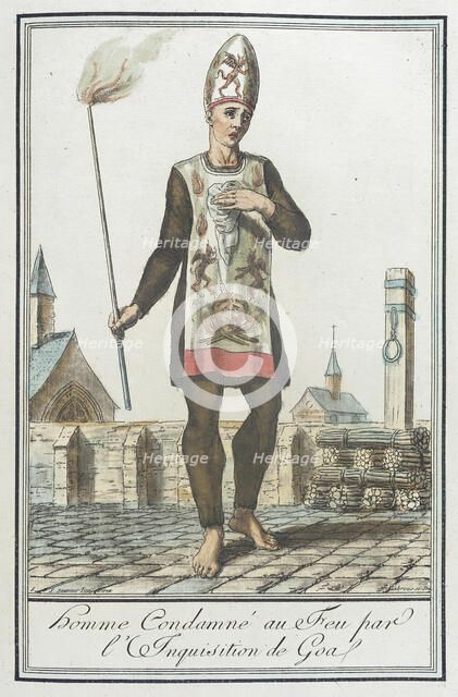 Costumes de Différents Pays, 'Homme Condamné au Feu par l'Inquisition de Goa', c1797. Creators: Jacques Grasset de Saint-Sauveur, LF Labrousse.