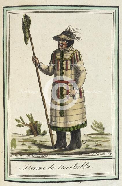 Costumes de Différents Pays, 'Homme de Oonolashka', c1797. Creator: Jacques Grasset de Saint-Sauveur.