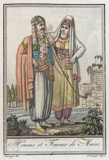 Costumes de Différents Pays, Homme et Femme de Maroc c1797. Creators: Jacques Grasset de Saint-Sauveur, LF Labrousse