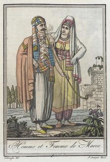 Costumes de Différents Pays, Homme et Femme de Maroc c1797. Creators: Jacques Grasset de Saint-Sauveur, LF Labrousse