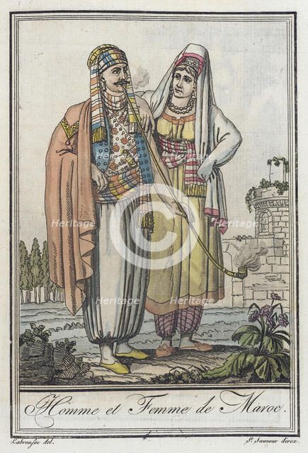 Costumes de Différents Pays, 'Homme et Femme de Maroc', c1797. Creators: Jacques Grasset de Saint-Sauveur, LF Labrousse.