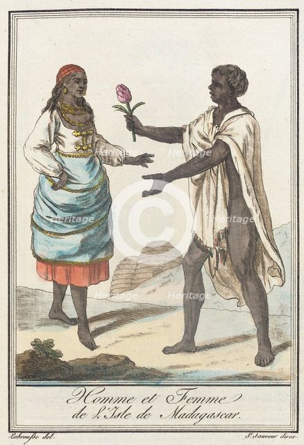 Costumes de Différents Pays, 'Homme et Femme de l'Isle de Madagascar', c1797. Creator: Jacques Grasset de Saint-Sauveur.