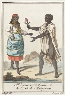 Costumes de Différents Pays, Homme et Femme de l'Isle de Madagascar c1797. Creator: Jacques Grasset de Saint-Sauveur