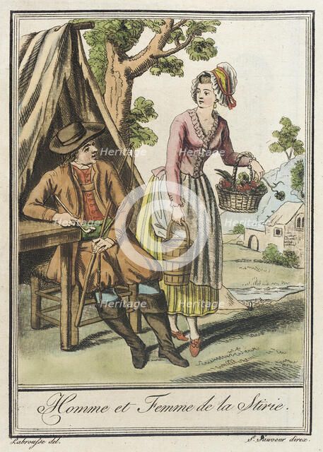 Costumes de Différents Pays, 'Homme et Femme de la Stirie', c1797. Creators: Jacques Grasset de Saint-Sauveur, LF Labrousse.