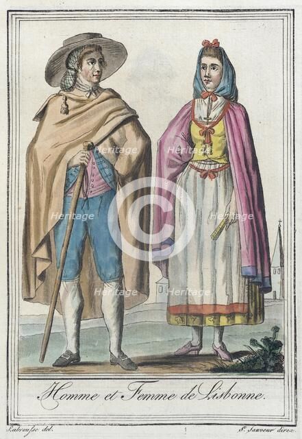 Costumes de Différents Pays, 'Homme et Femme de Lisbonne', c1797. Creator: Jacques Grasset de Saint-Sauveur.