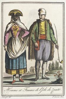 Costumes de Différents Pays, Homme et Femme de l'Isle de Zante c1797. Creator: Jacques Grasset de Saint-Sauveur