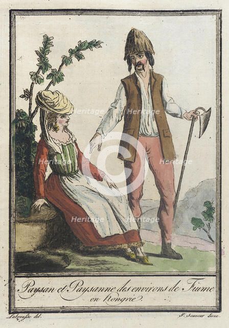 Costumes de Différents Pays, 'Paysan et Paysanne des Environs de Fiume en Hongrie', c1797. Creators: Jacques Grasset de Saint-Sauveur, LF Labrousse.