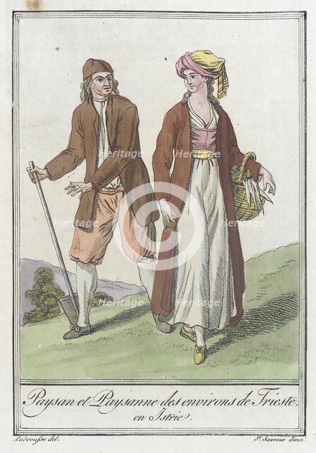 Costumes de Différents Pays, 'Paysan et Paysanne des Environs de Triste, en Istrie', c1797. Creators: Jacques Grasset de Saint-Sauveur, LF Labrousse.
