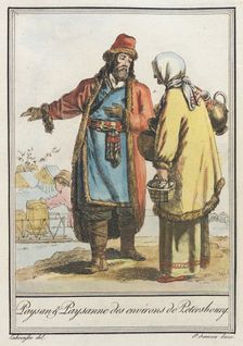 Costumes de Différents Pays, Paysan & Paysanne des Environs de Petersbourg c1797. Creator: LF Labrousse