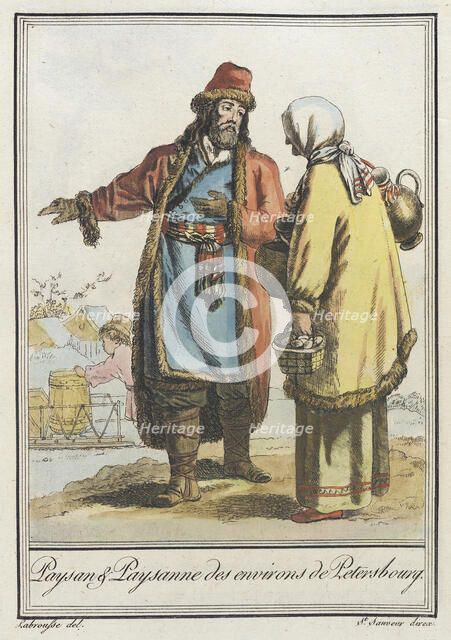 Costumes de Différents Pays, 'Paysan & Paysanne des Environs de Petersbourg', c1797. Creator: LF Labrousse.