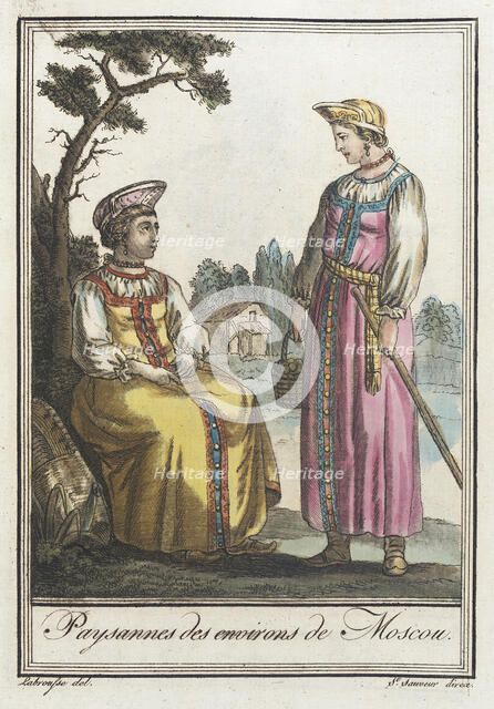 Costumes de Différents Pays, 'Paysannes des Environs de Moscow', c1797. Creators: Jacques Grasset de Saint-Sauveur, LF Labrousse.