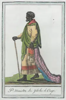 Costumes de Différents Pays, Pr. Ministre des Ydoles de Congo c1797. Creators: Jacques Grasset de Saint-Sauveur, LF Labrousse