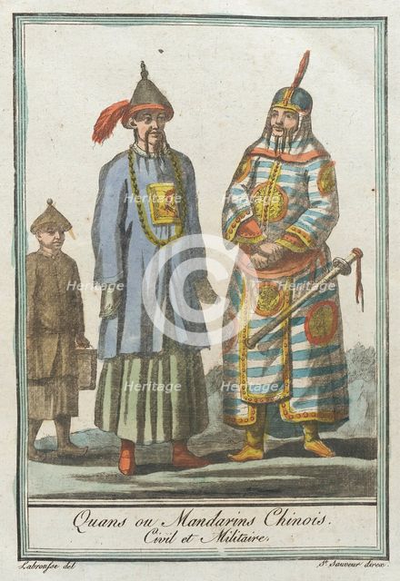 Costumes de Différents Pays, 'Quans ou Mandarins Chinois, Civil et Militaire', c1797. Creators: Jacques Grasset de Saint-Sauveur, LF Labrousse.