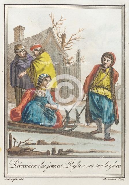 Costumes de Différents Pays, 'Récréation des Jeunes Russiennes sur la Glace', c1797. Creators: Jacques Grasset de Saint-Sauveur, LF Labrousse.