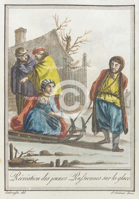 Costumes de Différents Pays, 'Récréation des Jeunes Russiennes sur la Glace', c1797. Creators: Jacques Grasset de Saint-Sauveur, LF Labrousse.