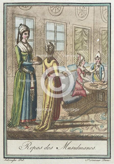 Costumes de Différents Pays, 'Repas des Musulmanes', c1797. Creators: Jacques Grasset de Saint-Sauveur, LF Labrousse.