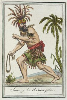Costumes de Différents Pays, Sauvage des I les Marquises c1797. Creators: Jacques Grasset de Saint-Sauveur, LF Labrousse