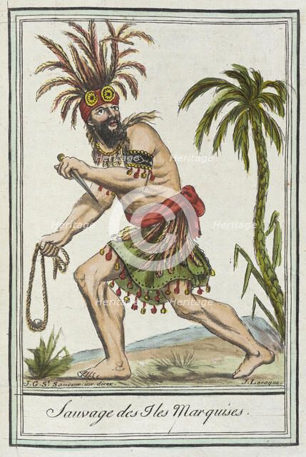 Costumes de Différents Pays, 'Sauvage des I les Marquises', c1797. Creators: Jacques Grasset de Saint-Sauveur, LF Labrousse.