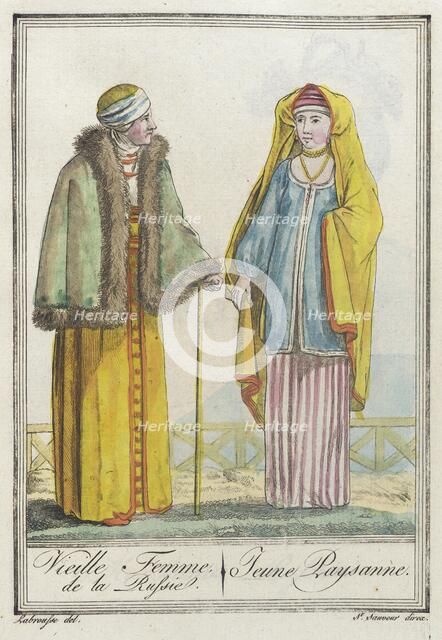 Costumes de Différents Pays, 'Vieille Femme, de la Russie. Jeune Paysanne', c1797. Creator: Jacques Grasset de Saint-Sauveur.