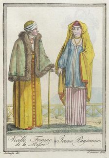 Costumes de Différents Pays, Vieille Femme, de la Russie. Jeune Paysanne c1797. Creator: Jacques Grasset de Saint-Sauveur