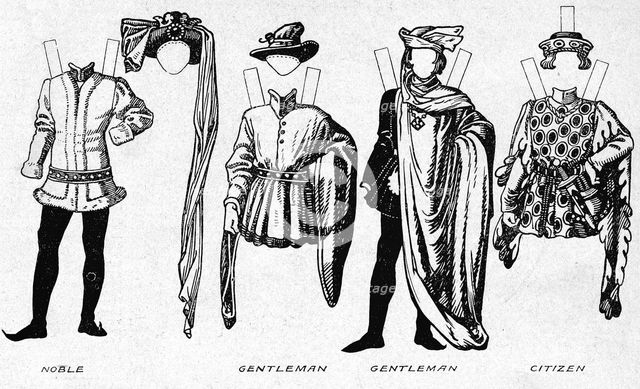 'Costumes of Men and Women as Worn in the Period When Henry V Reigned', c1934. Artist: Unknown.