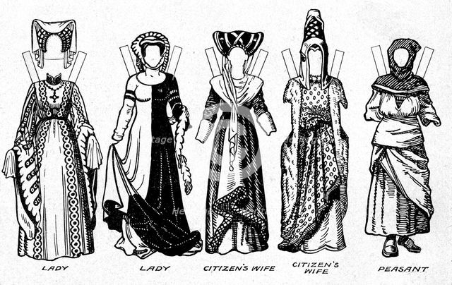 'Costumes of Men and Women as Worn in the Period When Henry V Reigned', c1934. Artist: Unknown.