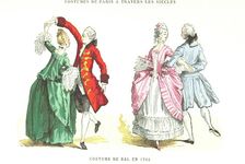 Costumes of Paris through the centuries - Ball Costume in 1762, (1879). Creator: Unknown