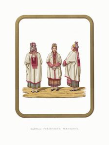 Costumes of Wome from Ryazan. From the Antiquities of the Russian State, 1849-1853. Creator: Solntsev, Fyodor Grigoryevich (1801-1892)