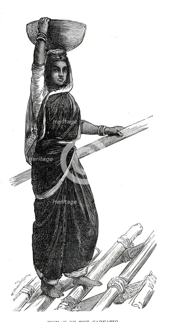 Costumes of Western India, woman of the Carnatic, 1876. Creator: Unknown.