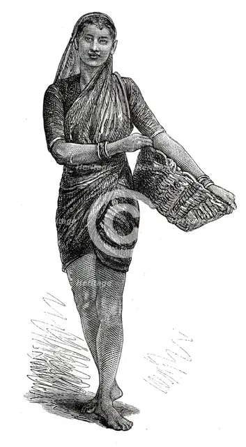 Costumes of Western India, Mahar girl, 1876. Creator: Unknown.