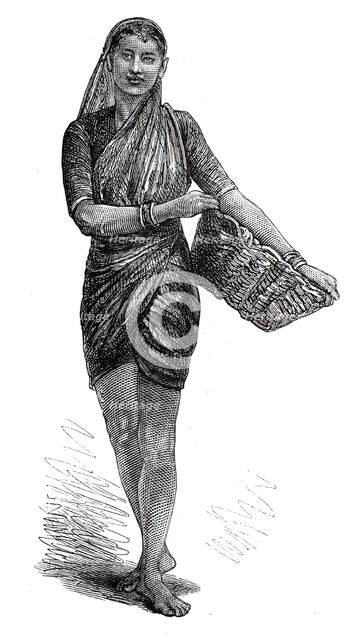 Costumes of Western India, Mahar girl, 1876. Creator: Unknown.