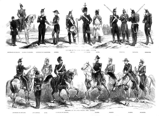 Costumes of the Swiss Federal Army, 1857. Artist: Unknown