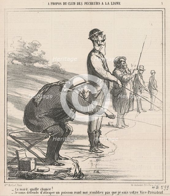 Ça mord, quelle chance!, c1866. Creator: Honore Daumier.