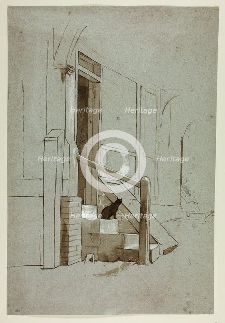 Cat on Doorstep, n.d. Creator: Henry Stacy Marks.