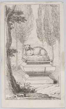 Cat atop a tomb, 1714-52., 1714-52. Creator: Charles-Antoine Coypel