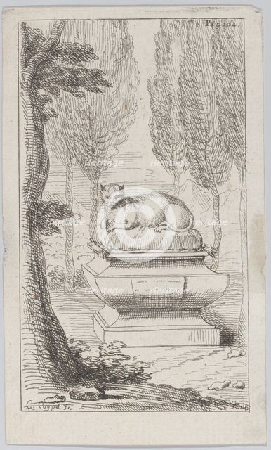 Cat atop a tomb, 1714-52., 1714-52. Creator: Charles-Antoine Coypel.