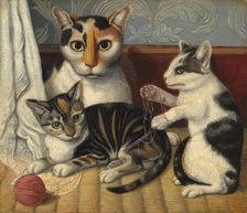 Cat and Kittens, c. 1872/1883. Creator: Unknown