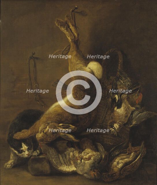 Cat and Still Life with Game, 17th century. Creator: Jan Fyt.