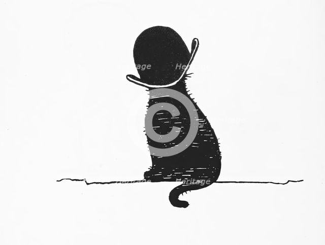 Cat in a bowler hat, 1899.  Creator: Charles Robinson.