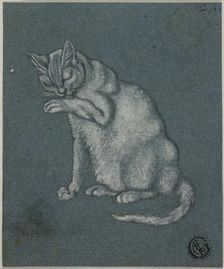 Cat Licking Paw, n.d. Creator: Unknown
