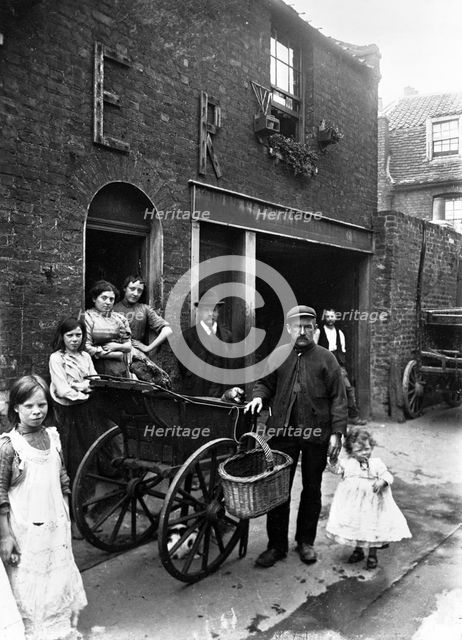 Cat's meat man in an East End street, London, c1901-c1902. Creator: John Galt.