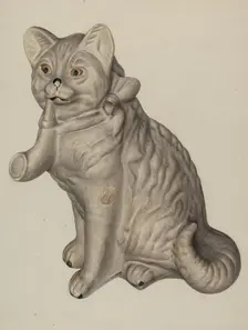 Cat Saving Bank, c. 1940. Creator: Mina Lowry