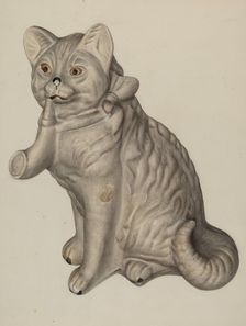 Cat Saving Bank, c. 1940. Creator: Mina Lowry
