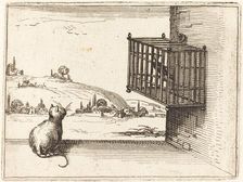 Cat Watching Caged Bird, 1628. Creator: Jacques Callot