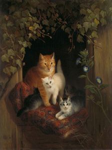 Cat with Kittens, 1844. Creator: Henriette Ronner