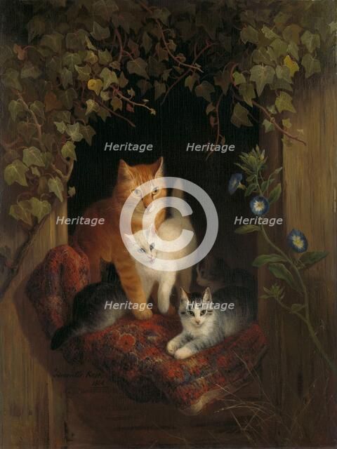 Cat with Kittens, 1844. Creator: Henriette Ronner.
