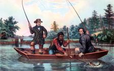 Catching a Trout 1854.Artist: Currier and Ives